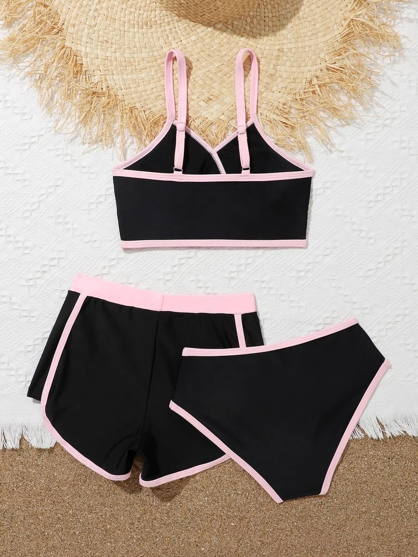 Waisted Bikini Sets with Shorts for Girls