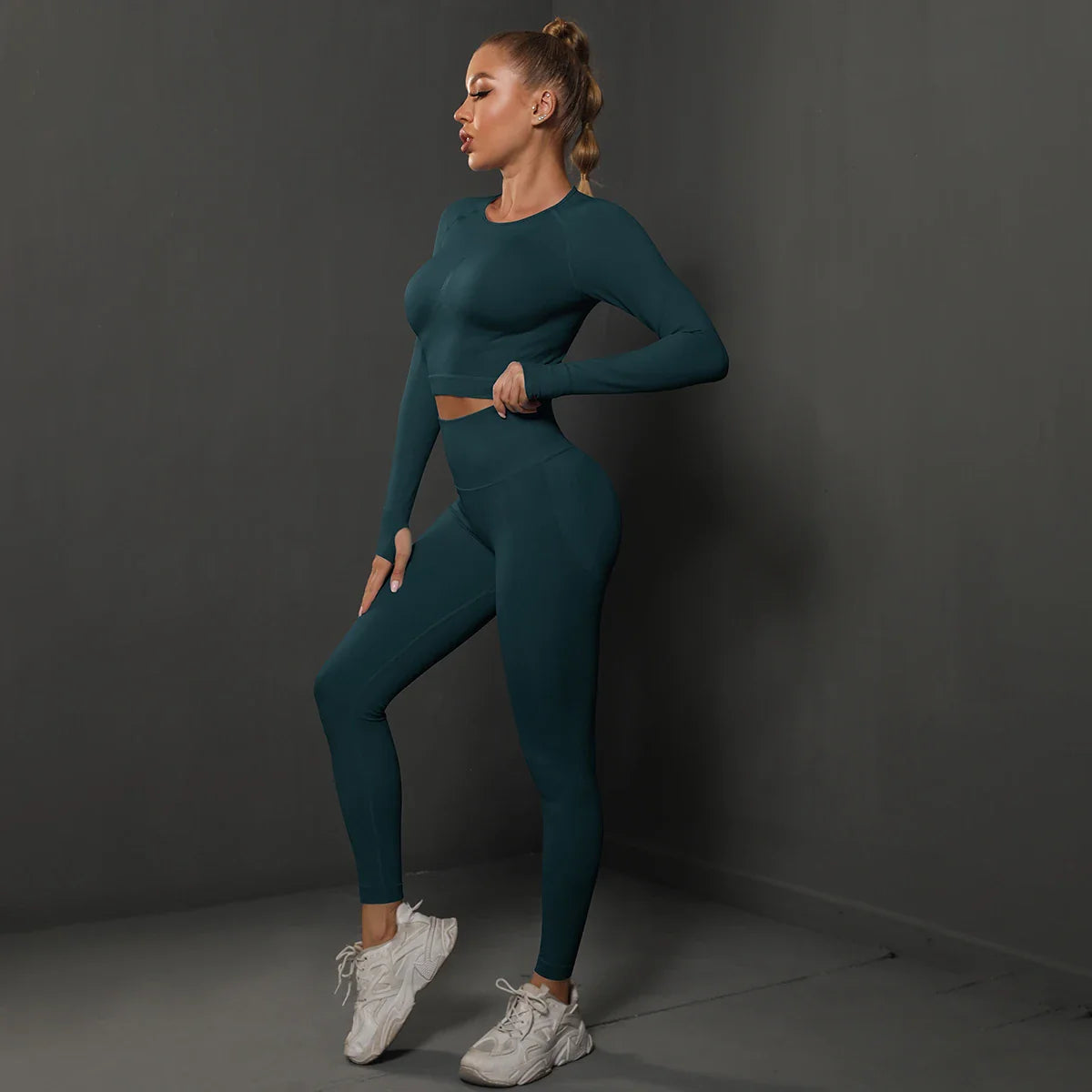 Seamless Yoga Set High Waisted Leggings Crop Top