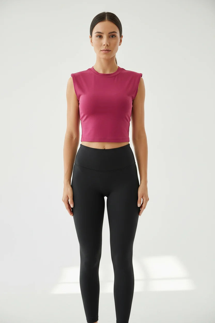 Slim Backless Yoga T-Shirt Vest with Built-In Pads