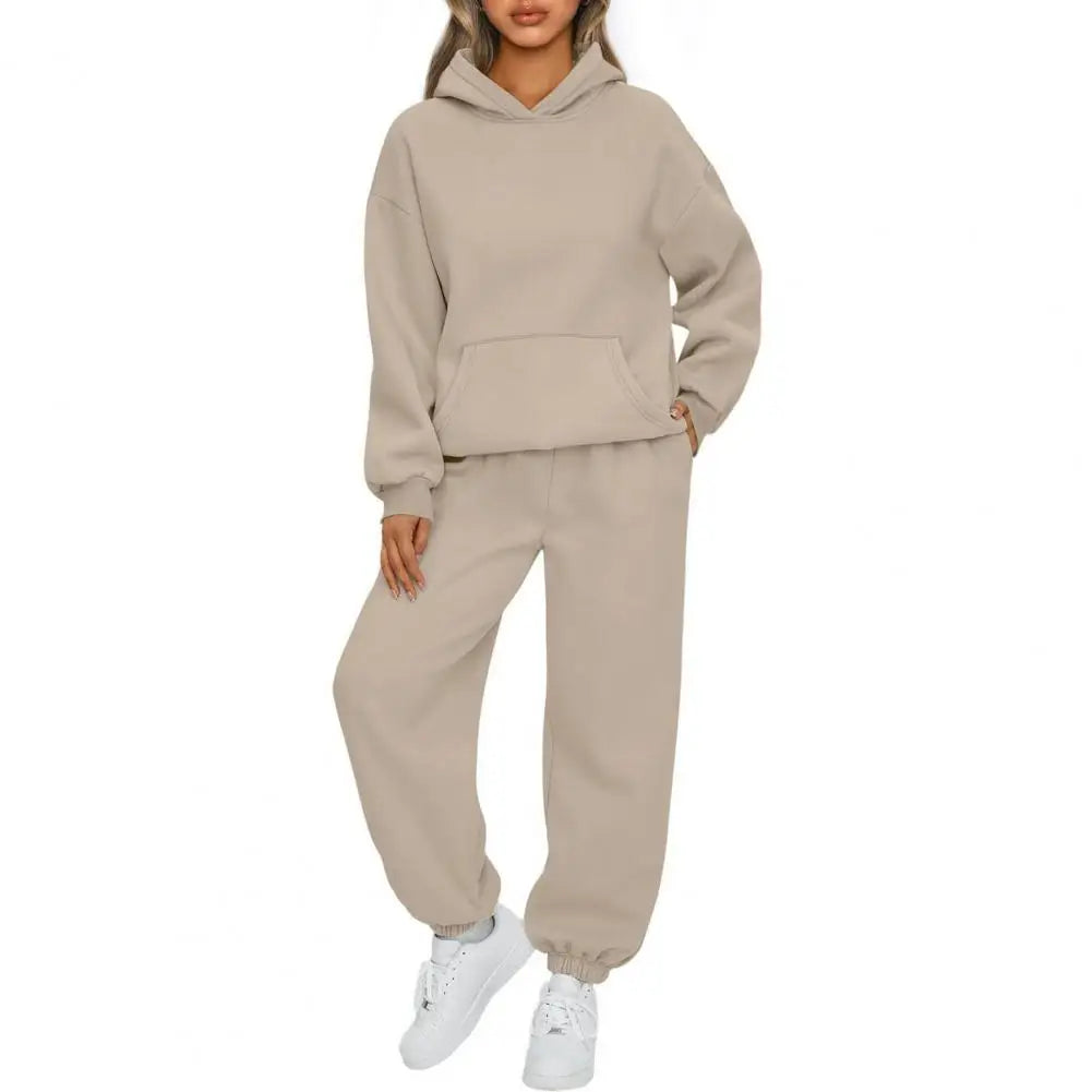 Women's 2 Piece Winter Hoodie and Sweatpants Set With Pokckets