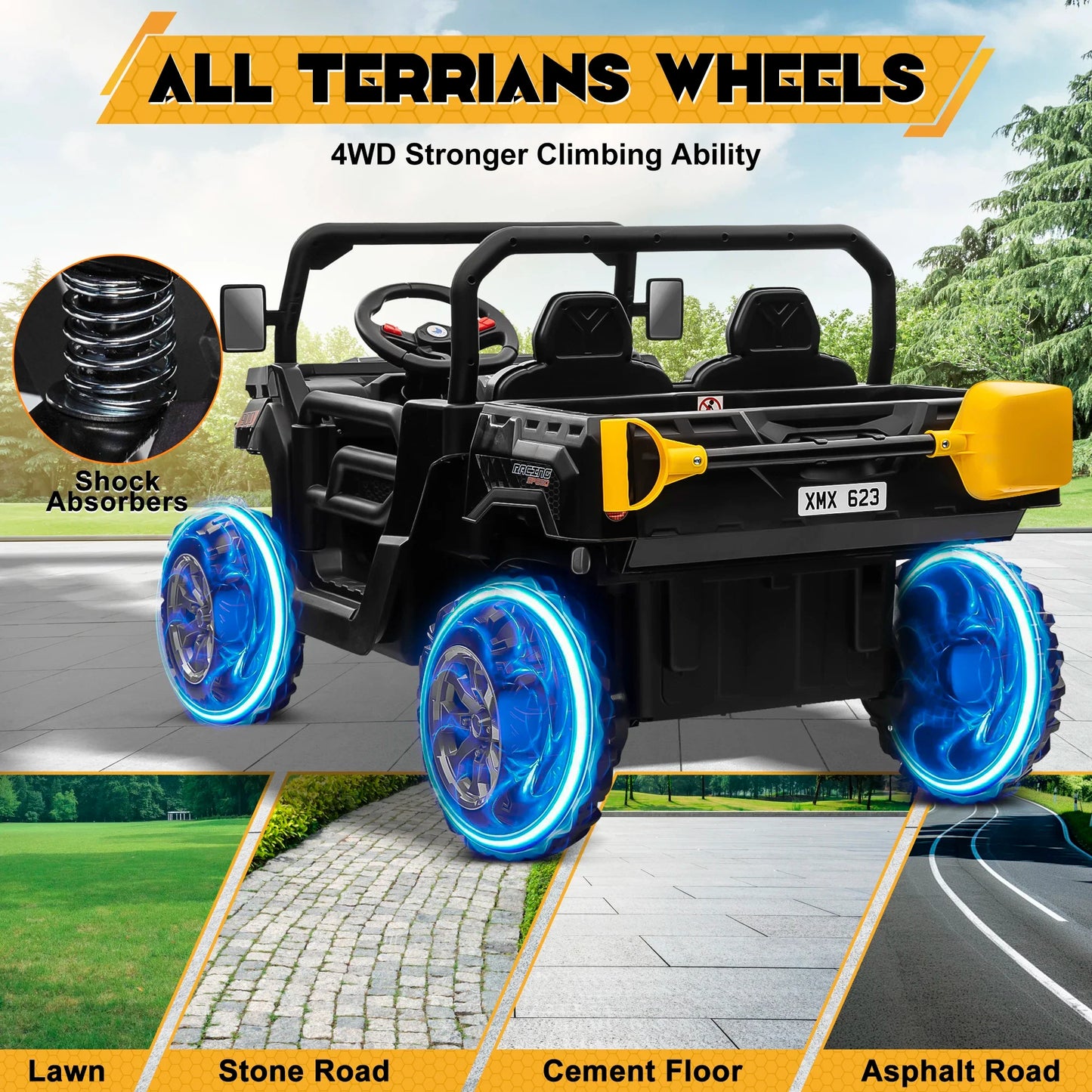 24V 2-Seater Kids Ride-On Dump Truck w/ Remote Control & UTV Style