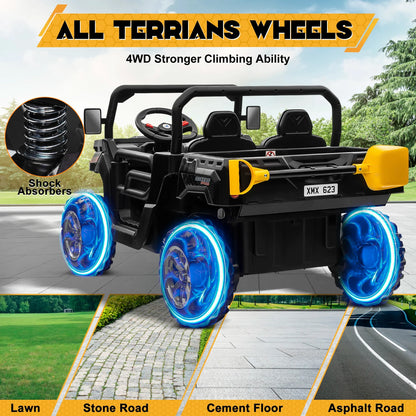 24V 2-Seater Kids Ride-On Dump Truck w/ Remote Control & UTV Style