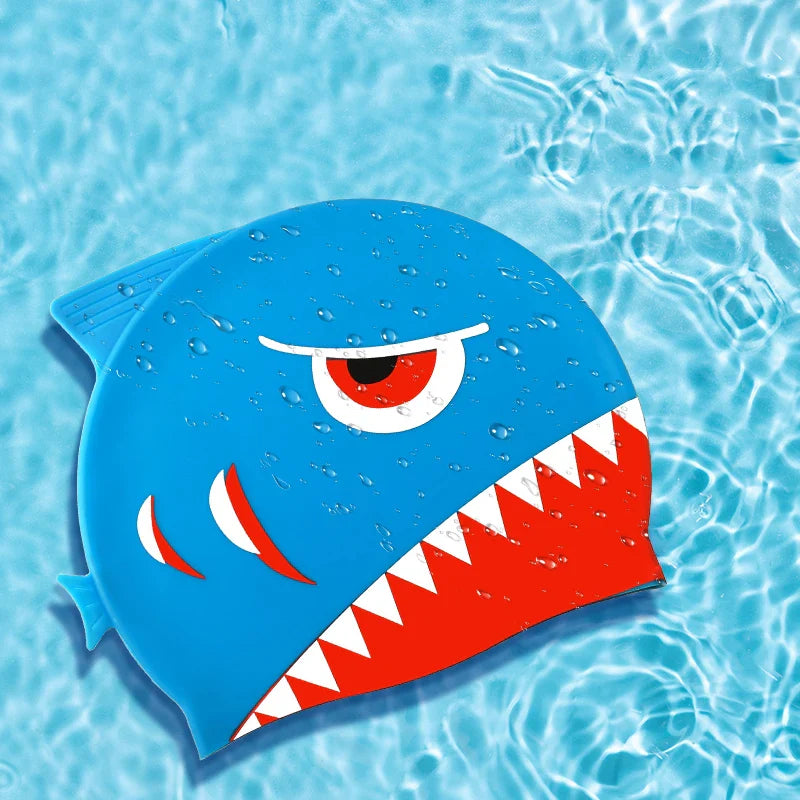 Personalized Children's Shark Silicone Swim Caps