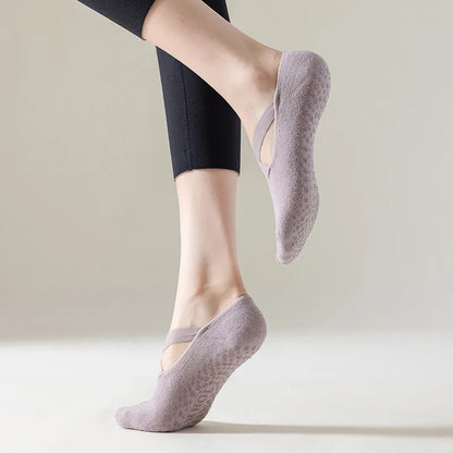 Yoga Socks Women Cotton Silicone Non slip Pilates Grip Towel  No Show Barre Sock