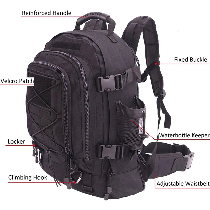 Tactical Military Backpack: Durable Hiking & Outdoor Travel Rucksack