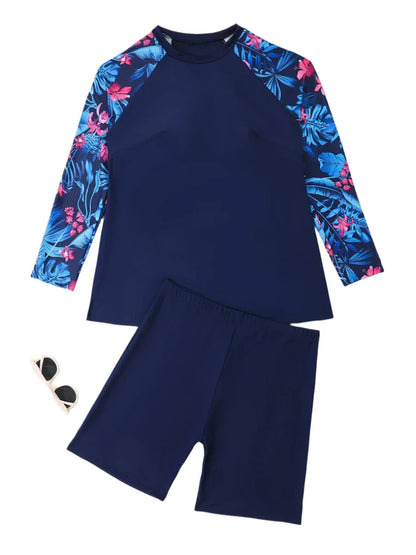 Plus-Size Long-Sleeve Surfing Suit: Women's 2-Piece Swimwear