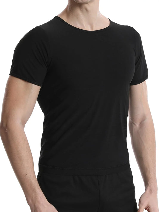 Versatile Shapewear Top Men's Sauna Suit Shirt with Waist Trainer
