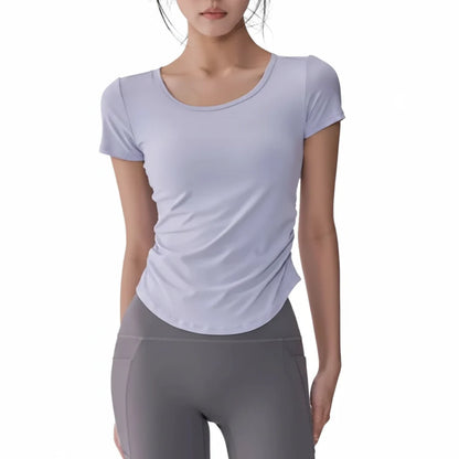 Women's Summer Mesh Yoga Pleated Fitness T-Shirt