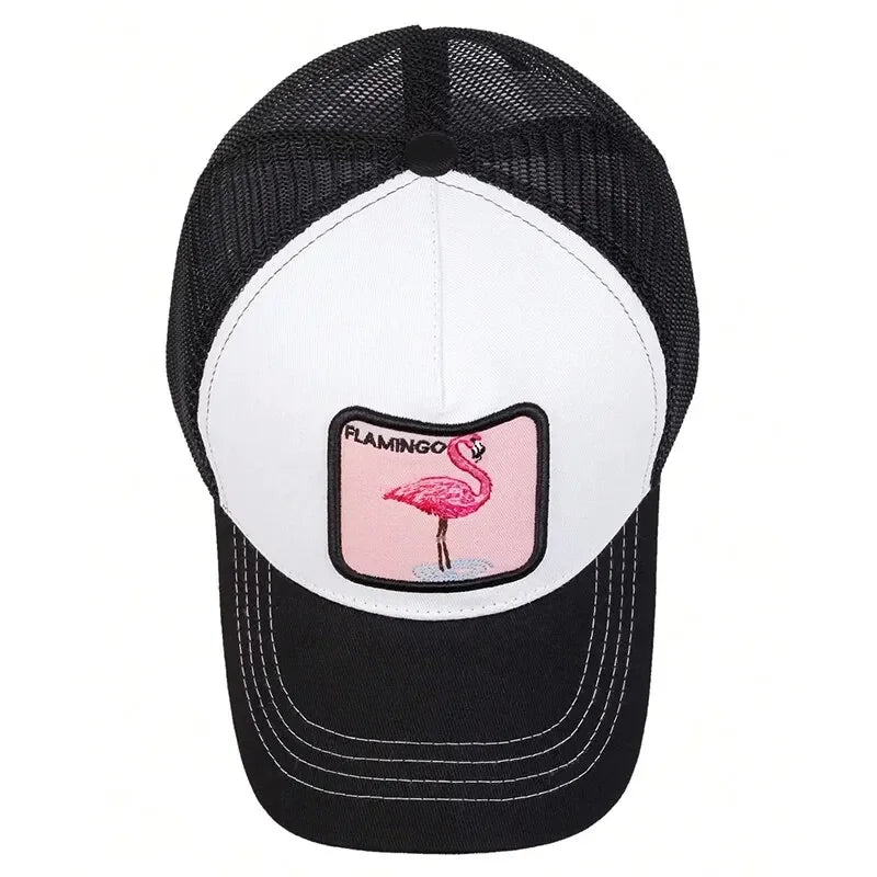 Flamingo Patch Mesh Snapback Casual Hip-Hop Summer Cap