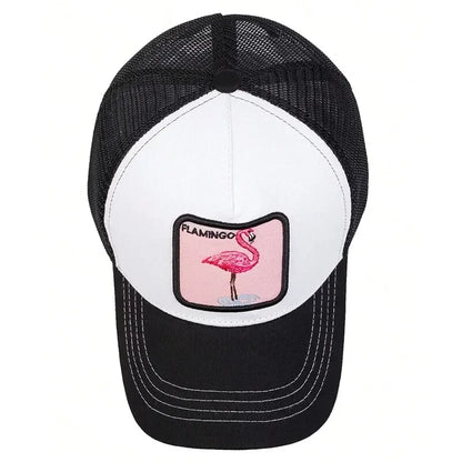 Flamingo Patch Mesh Snapback Casual Hip-Hop Summer Cap