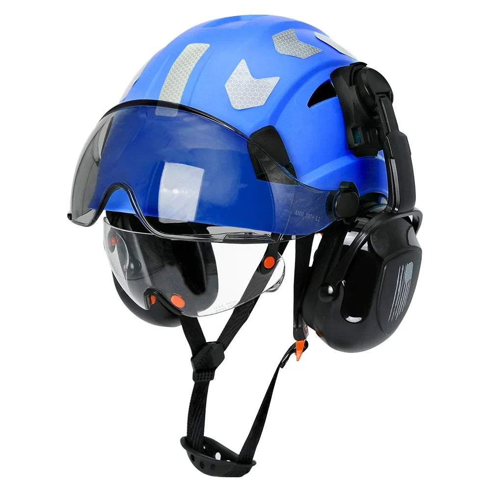 Construction Safety Helmet: Integrated Visor & Earmuffs
