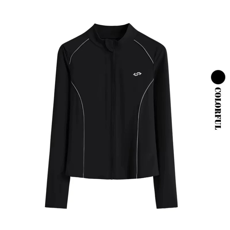 Women's 2-Piece Zipper Gym Set: High Waist Tracksuit & Jacket