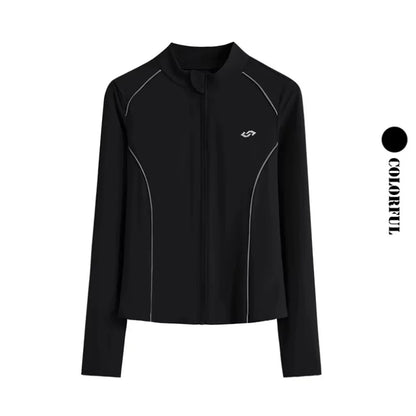 Women's 2-Piece Zipper Gym Set: High Waist Tracksuit & Jacket