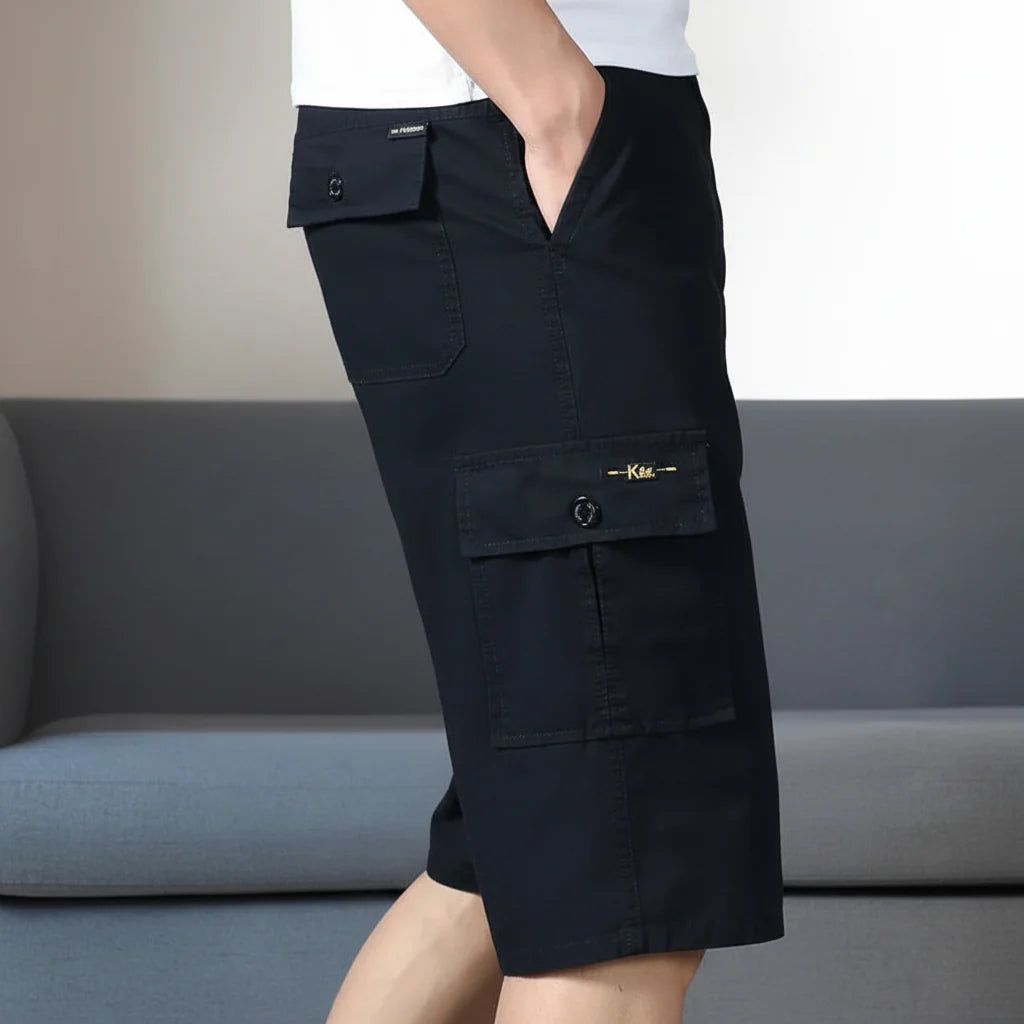 Men's Cotton Cargo Shorts Elastic Waist Summer Joggers