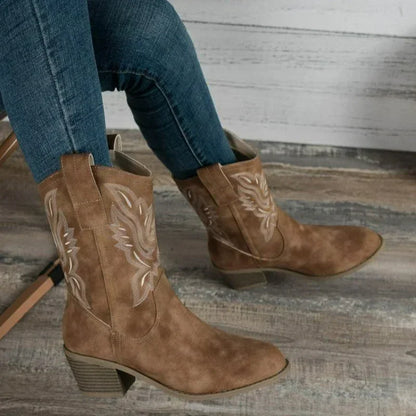 Elevated Comfort: Suede Western Ankle Boots