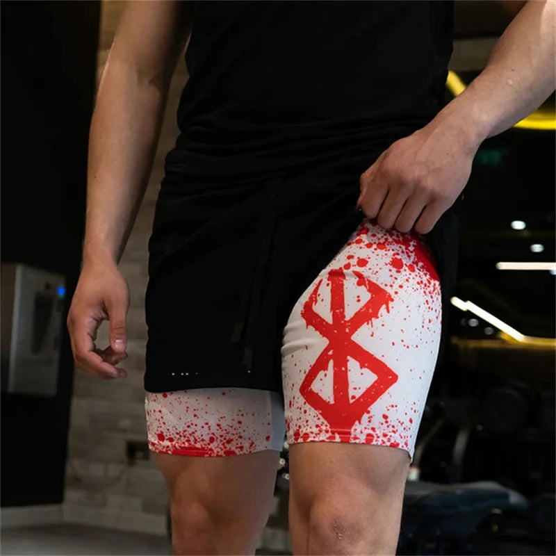 Anime Inspired 2-in-1 Running Shorts for Men
