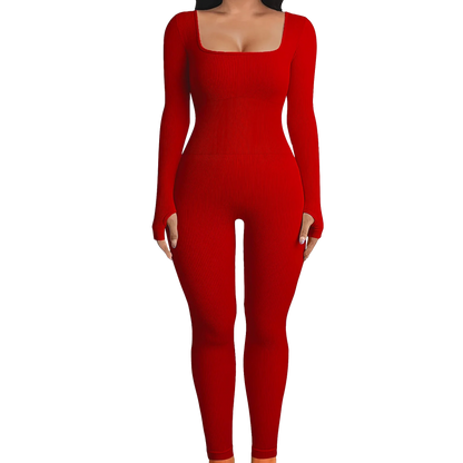 Sleek and Stylish  Ribbed Yoga Jumpsuit