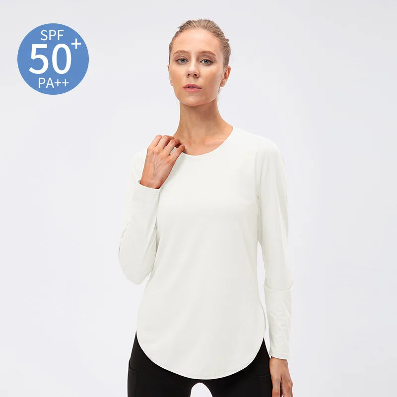 Women's Quick-Dry Long Sleeve Yoga Top with UV Sun Protection