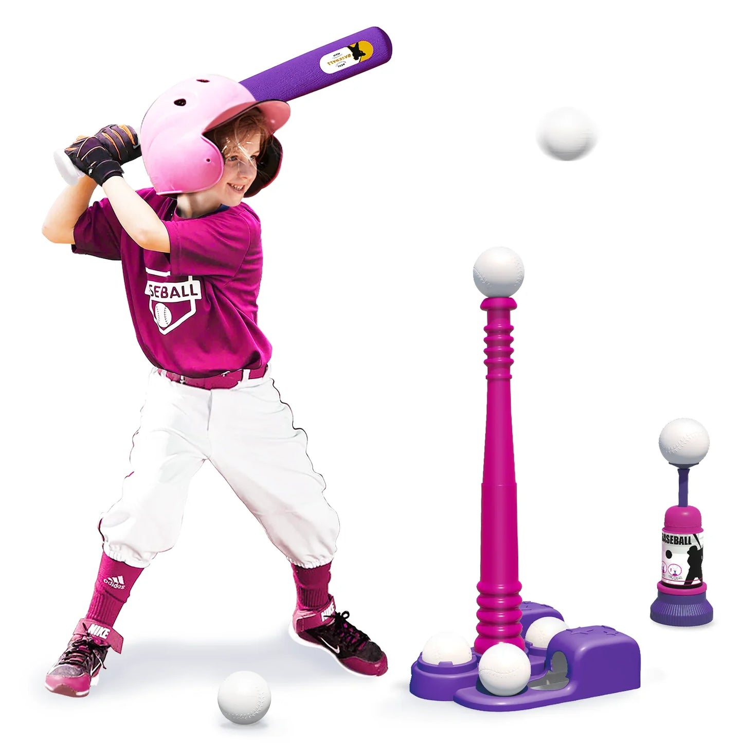 Adjustable Batting & Automatic Pitching Machine for Kids