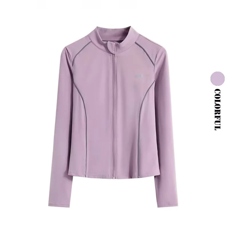 Women's 2-Piece Zipper Gym Set: High Waist Tracksuit & Jacket