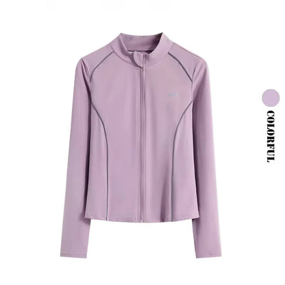 Women's 2-Piece Zipper Gym Set: High Waist Tracksuit & Jacket