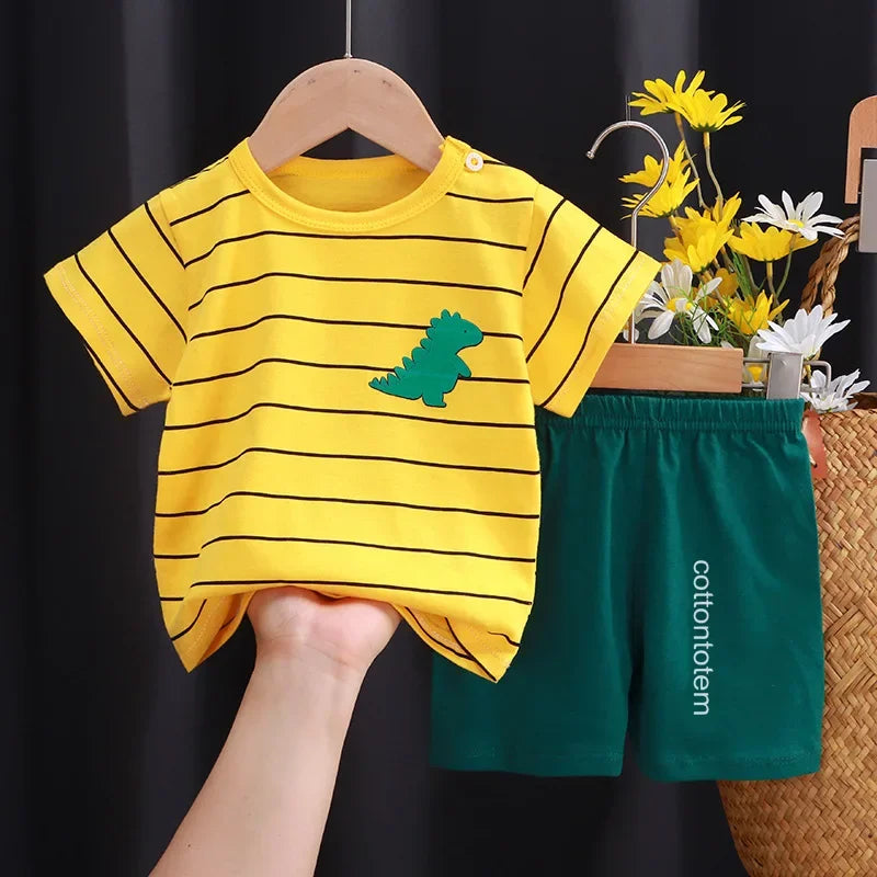 Kids 2-Piece Cotton Summer Set: Short Sleeve Tee & Shorts