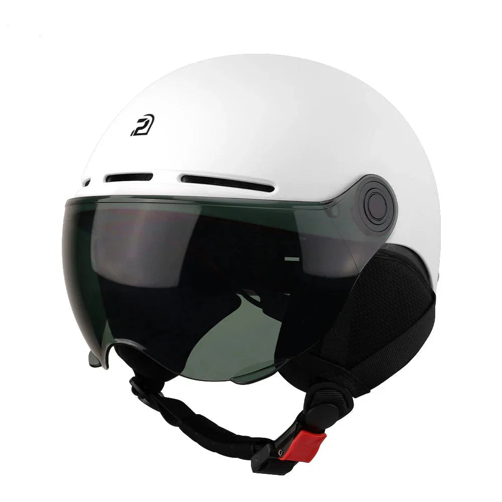 Cycling Helmet with Integrated Goggles and Ear Protection