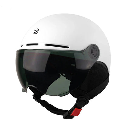 Cycling Helmet with Integrated Goggles and Ear Protection