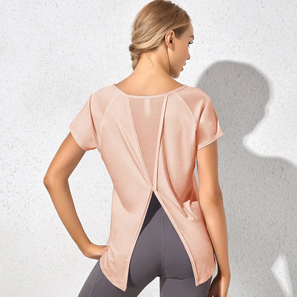 Women's Short Sleeve Yoga Shirt Breathable  Stretchy Sexy
