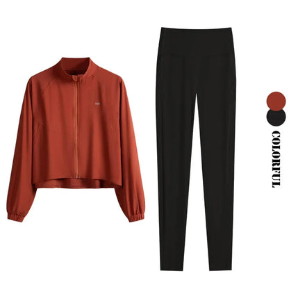 Women’s 2-Piece Yoga Set: Zip Jacket & High Waist Leggings