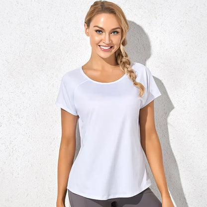 Women's Short Sleeve Yoga Shirt Breathable  Stretchy Sexy