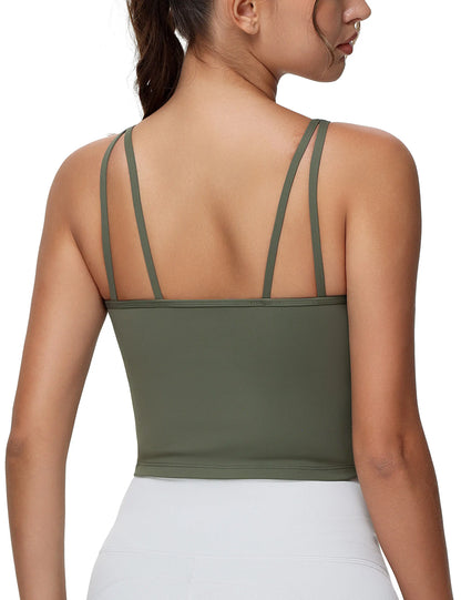 Women's Longline Sports Bra & Padded Yoga Workout Tank