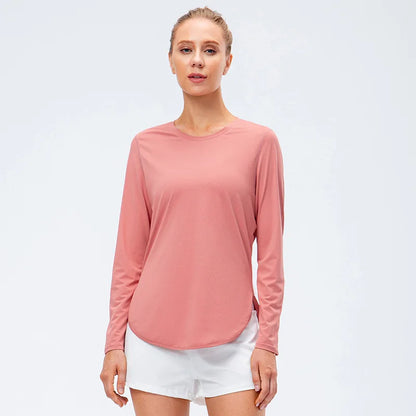Women's Quick-Dry Long Sleeve Yoga Top with UV Sun Protection