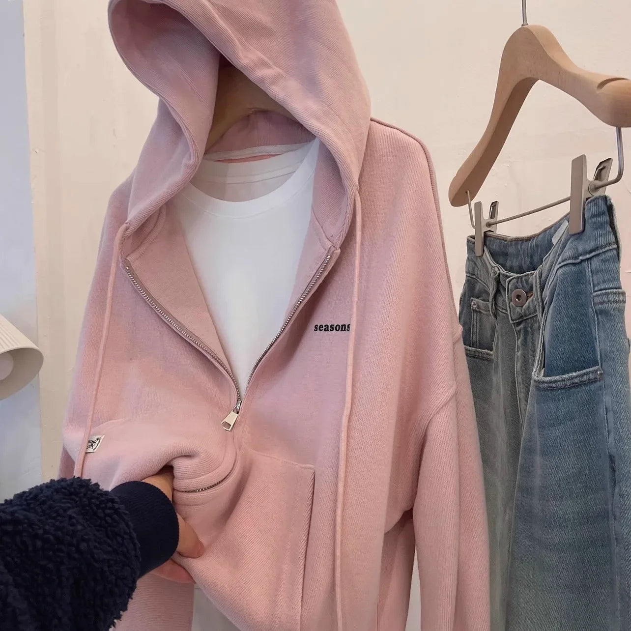 Chic Letter Embroidery Hoodie