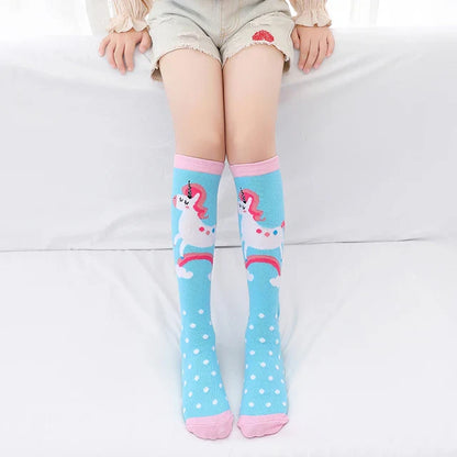Colorful Embroidered Knee High Socks for Girls