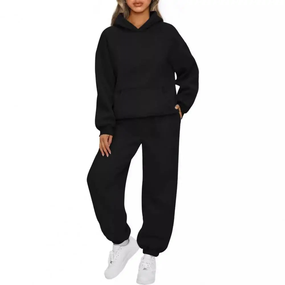 Women's 2 Piece Winter Hoodie and Sweatpants Set With Pokckets