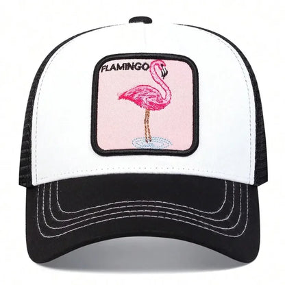 Flamingo Patch Mesh Snapback Casual Hip-Hop Summer Cap