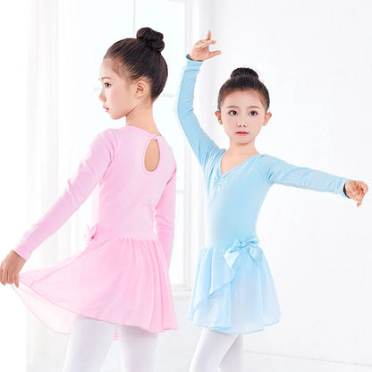 Ballet Leotard for Girls, Cotton Dancewear with Chiffon Skirt
