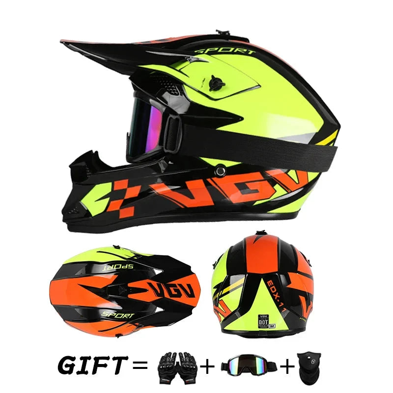 Full Face Off-Road Motorcycle Helmet with Goggles