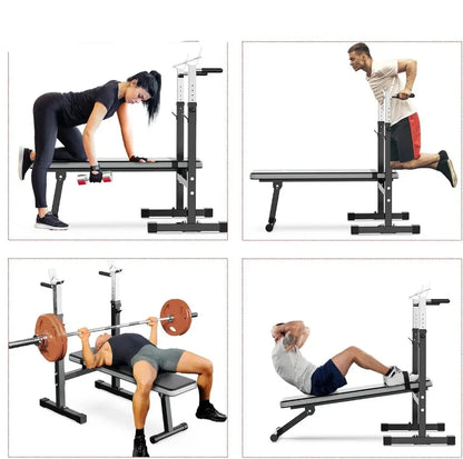 Adjustable Weight Bench with Squat Rack and Dip Station