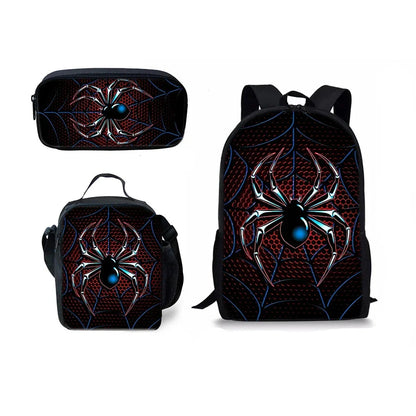 Spider Pattern 3-Piece Backpack Set for Kids & School