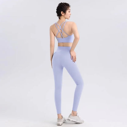 High Waisted Yoga Leggings & Crop Top