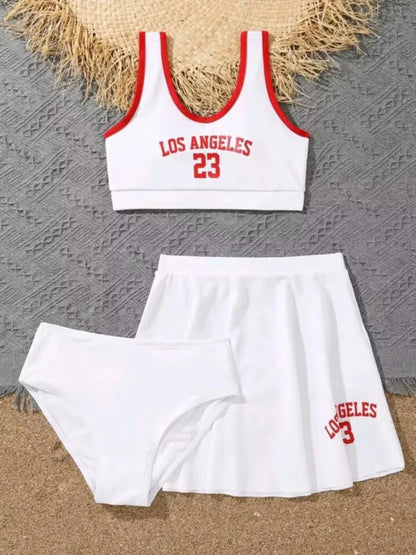 Cute Kids  Bikinis  Red Sets with Skirts