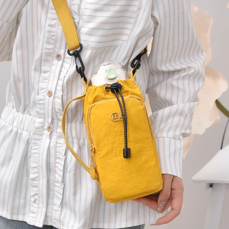 Portable Water Bottle Carrier with Phone Pocket & Strap
