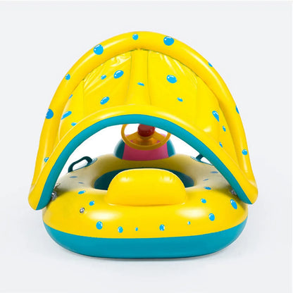 Inflatable Baby Pool Seat with Canopy and Steering Wheel
