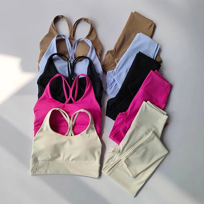 High Waisted Yoga Leggings & Crop Top