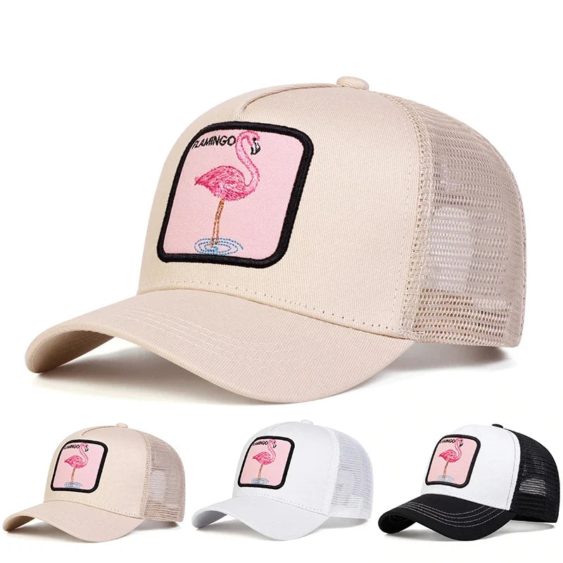 Flamingo Patch Mesh Snapback Casual Hip-Hop Summer Cap