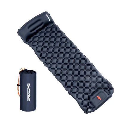 Inflatable Camping Mattress with Headrest & Built-in Pump