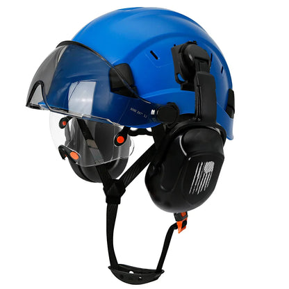 Construction Safety Helmet: Integrated Visor & Earmuffs