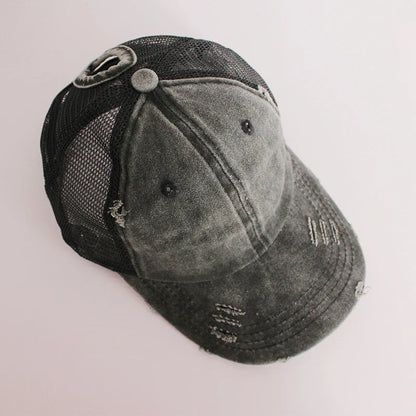Distressed Ponytail Baseball Cap